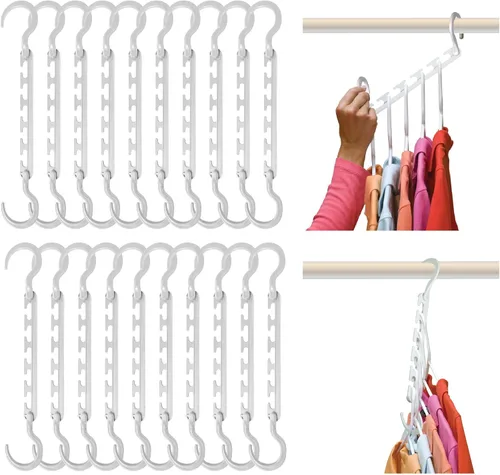 Miniatura 4 de Wonder Hanger Max - Paquete de 10 perchas que ahorran espacio, ganchos reforzados giratorios 360°, percha en cascada, organizador para dormitorios