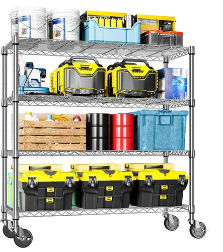 Miniatura 24 de IZEUK Estantes de Almacenamiento Conectados, Unidad de Estantería Metálica Ajustable DIY de Servicio Pesado para Esquina, Ideal para Cocina, Garaje