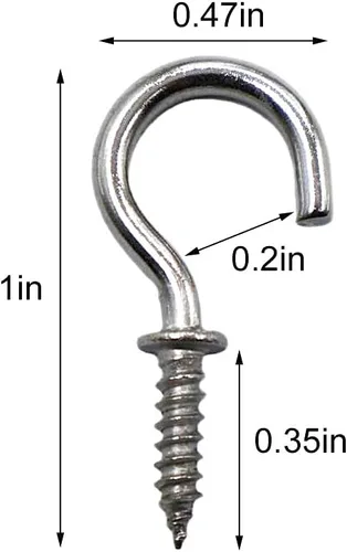 Miniatura 3 de 50 ganchos de techo de acero inoxidable (304) de 5/8 pulgadas, gancho pequeño para tazas, ganchos de luz atornillados para colgar en exteriores e
