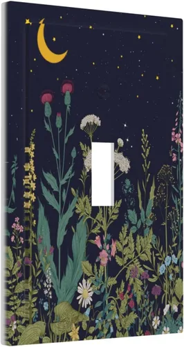 Miniatura 2 de Cubierta de Interruptor de Luz de 1 Gang con Flores Silvestres Bohemias, Hierbas, Floral, Decorativa, Planta Botánica, Naturaleza, Acuarela, Placa