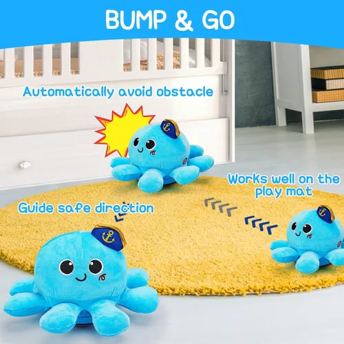 Miniatura 4 de Tsomtto Juguetes para bebés de 6 a 12 meses, peluche musical de pulpo, gateando, juguetes para caminar, con control de voz, juguete para bebés