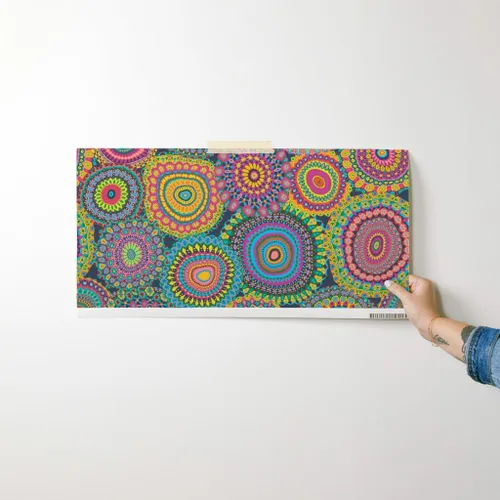 Miniatura 7 de Despegar y pegar papel tapiz Muestras – Colcha de retazos de abuelas mandala círculo colorido retro hippie personalizado extraíble papel pintado por