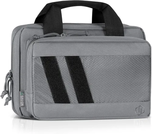 Savior Equipment Specialist Series Tactical Double Scoped Handgun Firearm Case Pistol Bag For Outdoor Hunting Shooting Range, Lockable Compartment,
