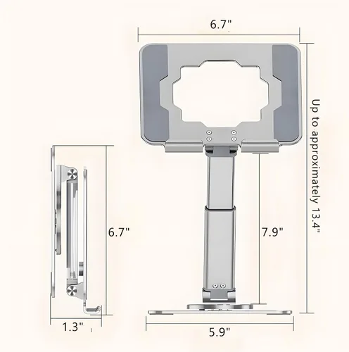 Miniatura 7 de GuaziV Soporte ajustable para tablet de 360°, soporte plegable ergonómico para iPad de 10.2 a 12.9 pulgadas, Kindle, teléfonos de 4 a 13 pulgadas