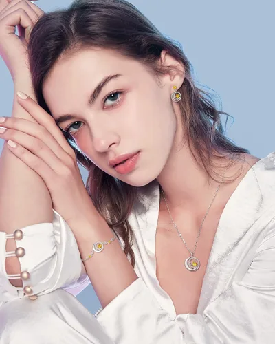Miniatura 4 de FANCIME Collares de piedra natal de plata de ley 925 con colgante de luna y estrella, joyería fina, regalos de cumpleaños y Navidad para mamá
