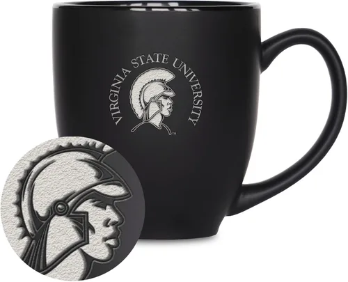 Miniatura 135 de Rico Industries - Taza de cerámica mate negra con grabado láser estándar de 15oz para NCAA (escuelas T & U) - Para bebidas calientes o frías