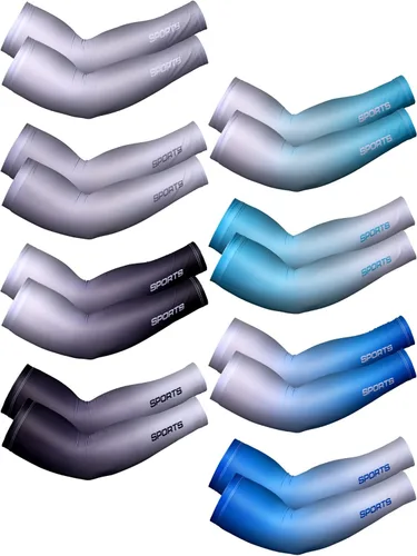 8 pares de mangas de brazo para hombres y mujeres, con protección solar UV, mangas de enfriamiento para cubrir brazos, mangas de seda de hielo