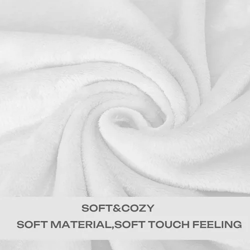 Miniatura 5 de Manta blanca de Navidad súper suave y acogedora para sofá o cama. Manta de microfibra de felpa ligera, 50x60 pulgadas Blanco