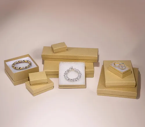 Miniatura 4 de TheDisplayGuys - Paquete de 100 cajas de cartón rellenas de algodón #21 para joyas, caja de regalo, color marrón kraft (2.6 x 1.6 x 1.0 pulgadas)
