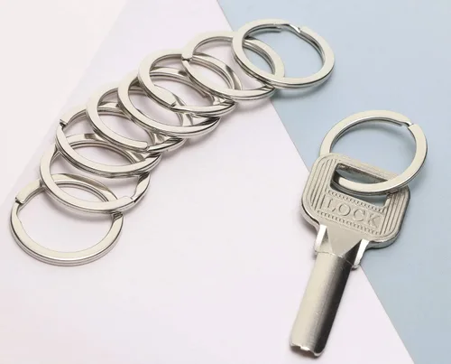 Miniatura 16 de Tupalizy Llavero redondo plano con placa de perro dividida de metal para llaves del hogar, automóvil, manualidades y cordones de cinturón, 20
