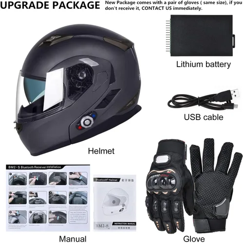 Miniatura 7 de FreedConn BM2-S - Casco de motocicleta con Bluetooth y función de marcación de voz, manos libres, 500 m/ 2 – 3 conductores, DOT con Bluetooth