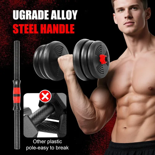 Miniatura 4 de Adjustable Dumbbells Set, Upgrade Free Weight Set with Connecting Rod, 3 in 1 Dumbbell Set Used as Dumbbells, Barbell, Push Up Stand, Fitness Negro