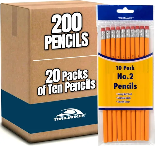 Miniatura 12 de Trail maker Lápices HB #2 con caja de madera, 500 lápices amarillos sin afilar a granel para la escuela, la oficina (100 paquetes de 5)