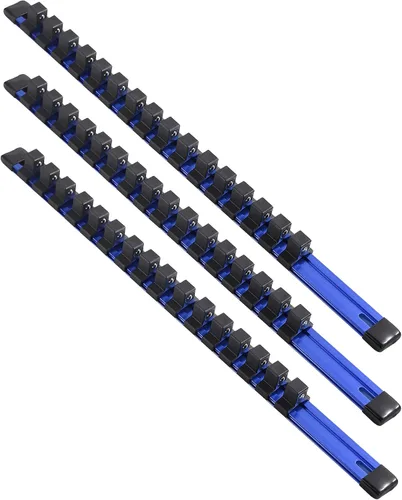 Miniatura 25 de ALOANES Organizador de riel de enchufe de aleación de aluminio de 1/4 de pulgada, bastidores de enchufe resistentes, kit de soporte para caja de Azul