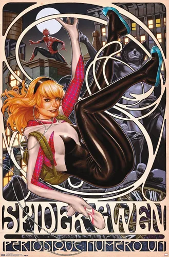 Miniatura 12 de Trends International Marvel Comics - Póster de pared de Spider-Gwen - Cover #1, 14.725 x 22.375 pulgadas, versión enmarcada de madera de granero