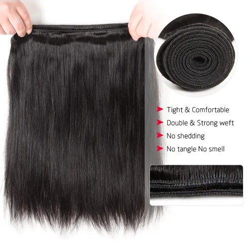 Miniatura 7 de Cynosure - Extensiones de pelo brasileño liso, 3 paquetes, grado 8a, sin procesar, color negro natural, 3 paquete, Negro natural