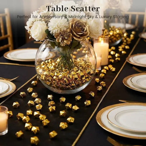 Miniatura 4 de DomeStar 520 pequeñas rocas de hielo de oro falsas, hielo acrílico, pepitas de oro falsas, canicas para rellenos de jarrones, dispersos de mesa