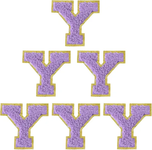 Miniatura 71 de 6 piezas de parches de letras de chenilla autoadhesivas, parches de letras preppy de 2 pulgadas para bolsos, ropa y sombreros, grandes pegatinas