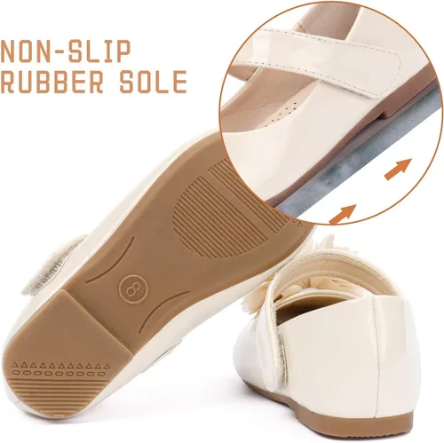 Miniatura 5 de ADAMUMU Zapatos de vestir para niña de las flores, zapatos para desmalezar lindos zapatos Mary Jane de encaje flore ballet planos para caminar