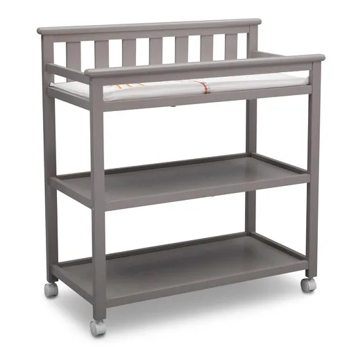 Delta Children Cambiador plano con ruedas y cambiador - Certificado Greenguard Gold, gris