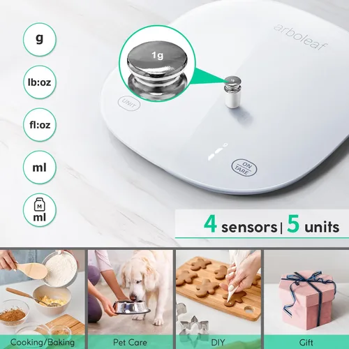 Miniatura 5 de Arboleaf Smart Food - Báscula de cocina digital de 22 libras con calculadora nutricional, recargable por USB, pesaje inteligente con aplicación