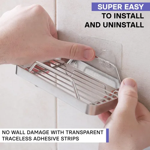 Miniatura 3 de KINCMAX Jabonera adhesiva de alta calidad para pared de ducha, jabonera de barra sin taladros para almacenamiento de baño, organizador de jabón