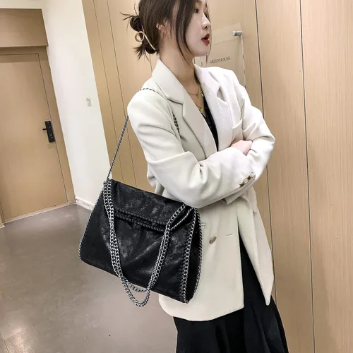 Miniatura 5 de JOTHIN Bolso grande para mujer, bolso cruzado con cadena, bolso de mano de diseñador para mujer, bolso de hombro (negro)