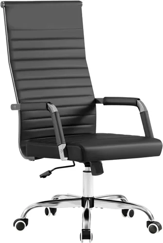 Miniatura 10 de Furmax Silla de oficina acanalada, respaldo alto, silla ejecutiva de conferencias ejecutiva, silla giratoria ajustable con brazos