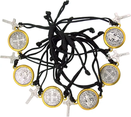 Miniatura 3 de Saint Benedict - Pulsera medalla de dos tonos, 7.0in, paquete de 3