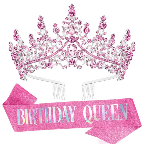 Tiara y banda de cumpleaños para mujeres adultas, serie de cumpleaños, corona y banda de cumpleaños para regalo de fiesta, Halloween, cosplay,
