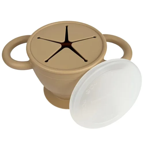 BraveJustice KidsCo. Snack Attack II Snack Cup | Recipiente plegable de silicona para refrigerios | Tapa para atrapar aperitivos para niños pequeños