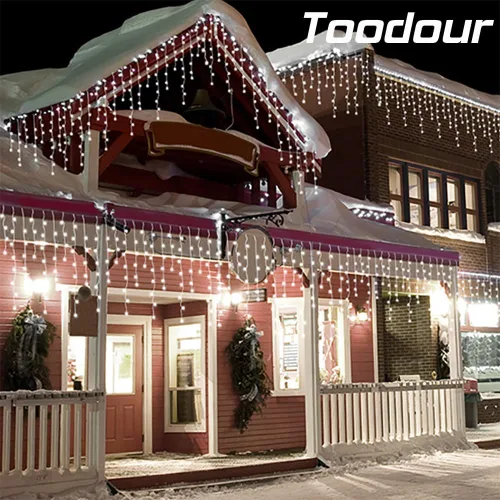 Miniatura 5 de Toodour Luces de Carámbanos de Navidad para Exteriores, 360 LED 29.5 pies 8 Modos Luces de Hada de Carámbanos en Cadena con 60 Gotas, Luces LED