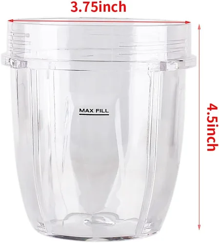 Miniatura 3 de Paquete de 2 piezas de repuesto con tapa, compatible con Ninja Blender Auto iQ BL480 BL482 BL642 NN102 BL682 BL450 BL2013 (2 12 onzas)