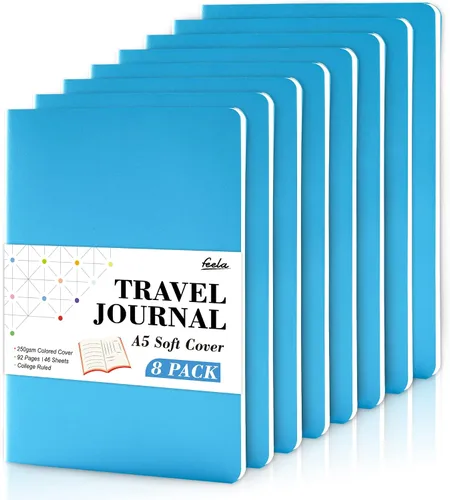 Miniatura 25 de Feela - Paquete de 8 cuadernos de tapa blanda en masa, cuadernos universitarios rayados para el trabajo, cuaderno de viaje rayado para mujeres y 8