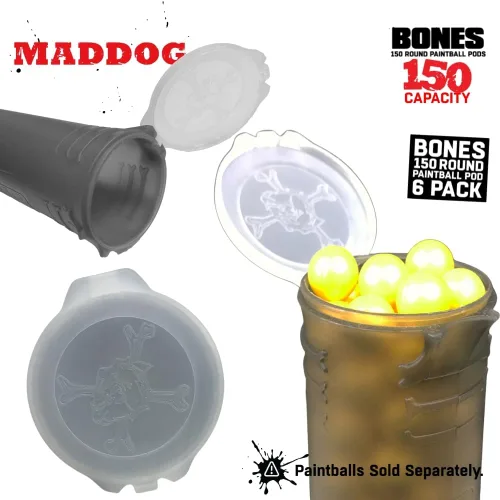 Miniatura 6 de Maddog 150 cápsulas redondas de paintball de huesos Tubos duraderos de recarga rápida para torneos y recreativos Speedball Woodsball Paquete