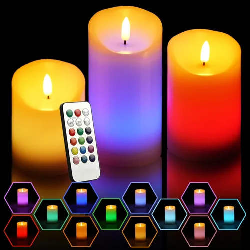 Miniatura 19 de Velas de té recargables sin llama con temporizador remoto y base de carga, velas LED que funcionan con pilas, velas USB para otoño, boda, Navidad