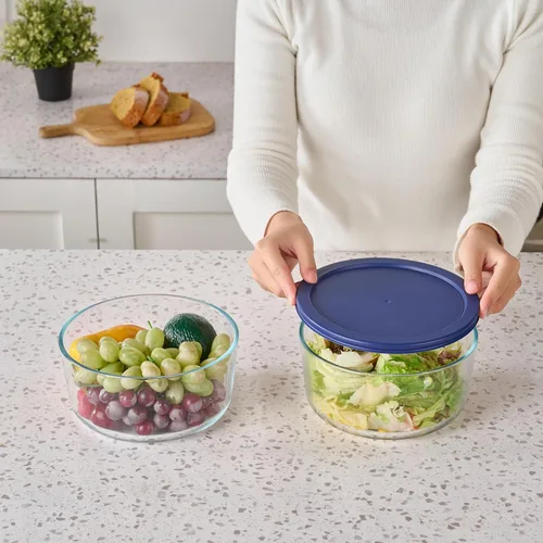 Miniatura 2 de Juego de 8 recipientes de vidrio para almacenamiento de alimentos (4 recipientes + 4 tapas sin BPA), 6.5 tazas, a prueba de fugas, aptos