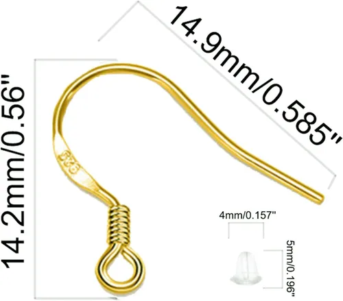 Miniatura 6 de Ganchos para aretes de oro 80 unidades/40 pares, alambres para aretes con gancho de pez, 240 piezas de accesorios de joyería hipoalergénicos con Oro