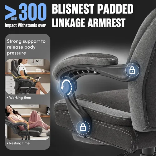 Miniatura 4 de Silla de oficina de masaje con reposapiés, sillas de oficina ejecutivas de vibración y calor de 6 puntos, silla de computadora ergonómica