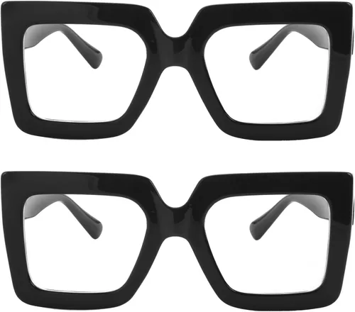 Miniatura 14 de Onrtry - Gafas de luz azul grandes y cuadradas para mujeres y hombres, con marco grueso, para computadora, sin receta, gafas de gran tamaño Marco