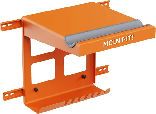 Miniatura 9 de Mount-It! Soporte de pared para bicicleta con estante y ganchos, soporte horizontal para interiores para garaje, hogar, ahorro de espacio, colgador