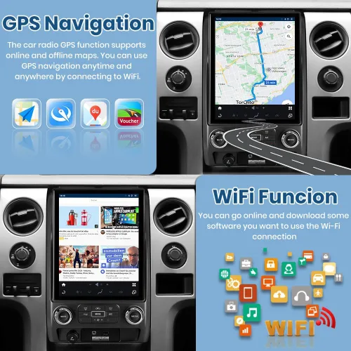 Miniatura 5 de Actualización de radio de coche para Ford F150 2009-2012 (solo CA automática), pantalla táctil QLED de 12.1 pulgadas, estéreo inalámbrico CarPlay