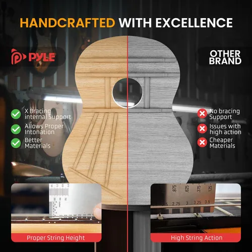 Miniatura 7 de Pyle Cutaway - Kit de guitarra eléctrica acústica y amplificador, cuerpo de madera de abeto de tamaño completo 4/4 con amplificador de 10 W, bolsa