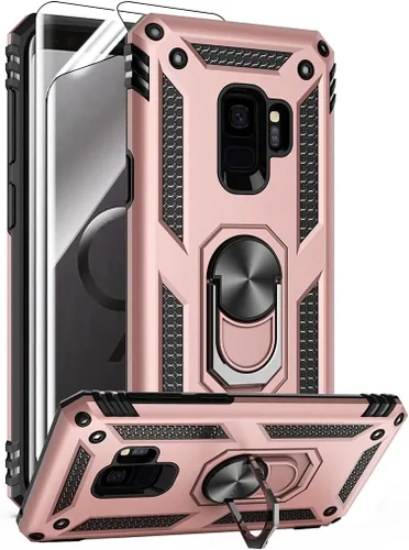 Miniatura 10 de Androgate Funda para Samsung Galaxy S9 con Protectores de Pantalla HD, Soporte Kickstand con Anillo de Metal de Grado Militar Probado Resistente a