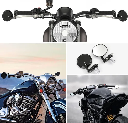 Miniatura 7 de Espejos retrovisores negros 7/8 22mm universales redondos CNC para motocicleta, para bicicleta de calle, bicicleta deportiva, Cafe Racer
