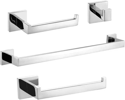 Miniatura 15 de TURS Juego de 4 piezas de accesorios de baño de 24 pulgadas, juego de toalleros de baño de acero inoxidable para montaje en pared, juego de Cromo