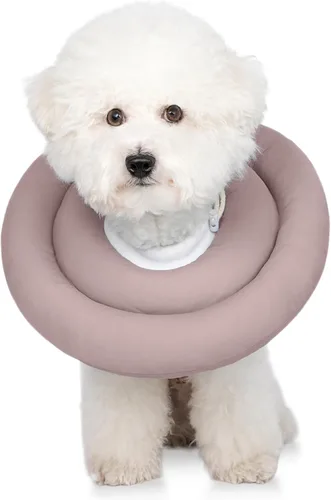 Miniatura 15 de Cómodo y ajustable cono de perro suave alternativo después de la cirugía – Collar isabelino de dona para gatos, perros medianos y perros pequeños