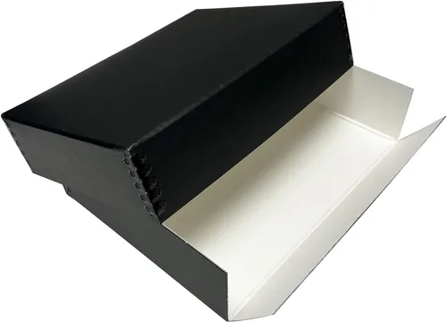 Miniatura 233 de Lineco Archival Caja de almacenamiento para impresión de 13x19 pulgadas, diseño frontal abatible, 13 1/2 x 19 1/2 x 3 pulgadas, color exterior: negro