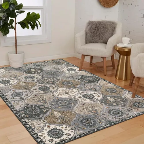 Miniatura 6 de Lahome Alfombras de Área Lavables con Diseño de Enrejado Marroquí, Alfombra de 3x5 pies para Dormitorio Entrada Interior Antideslizante, Pequeña