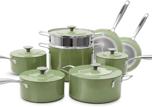 Nuwave Lux - Colección de utensilios de cocina prémium de 13 piezas, cerámica azul Duralon Healthy G10 antiadherente, ultra duradero, sin PFAS,